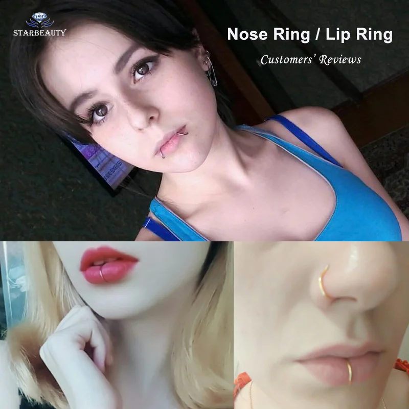 Starbeauty 2 шт./партия Поддельные Нос кольцо Labret искусственный губы кольцо ухо манжеты C клип поддельные пирсинг Спираль пирсинг для пупка поддельные серьги обруч