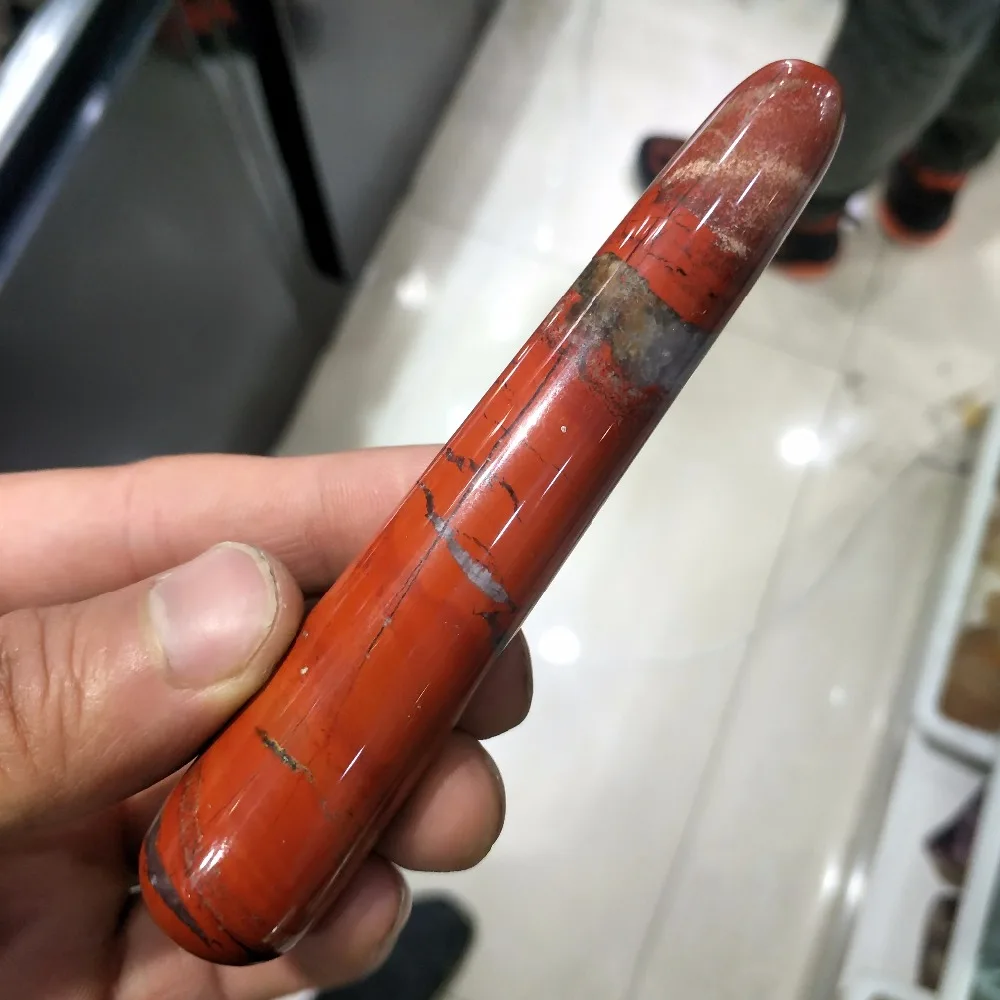 Натуральный красная яшма ролик для массажа лица палка Магия йони-палочка тонкий лицевой камень Guasha резной инструмент массаж и релаксация