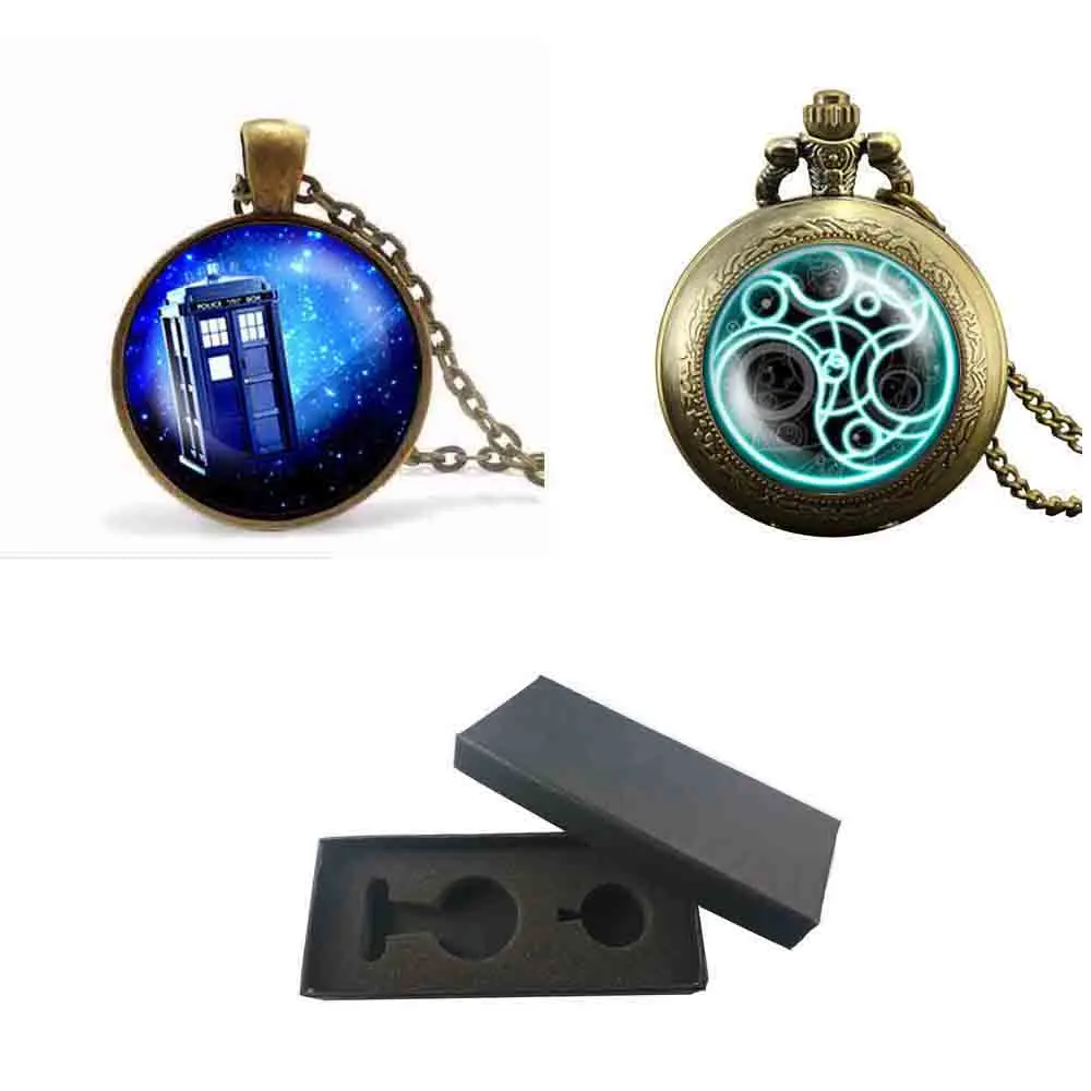 Доктор Кто Кулон ожерелье кварцевые карманные часы 1 комплект Подарочная коробка