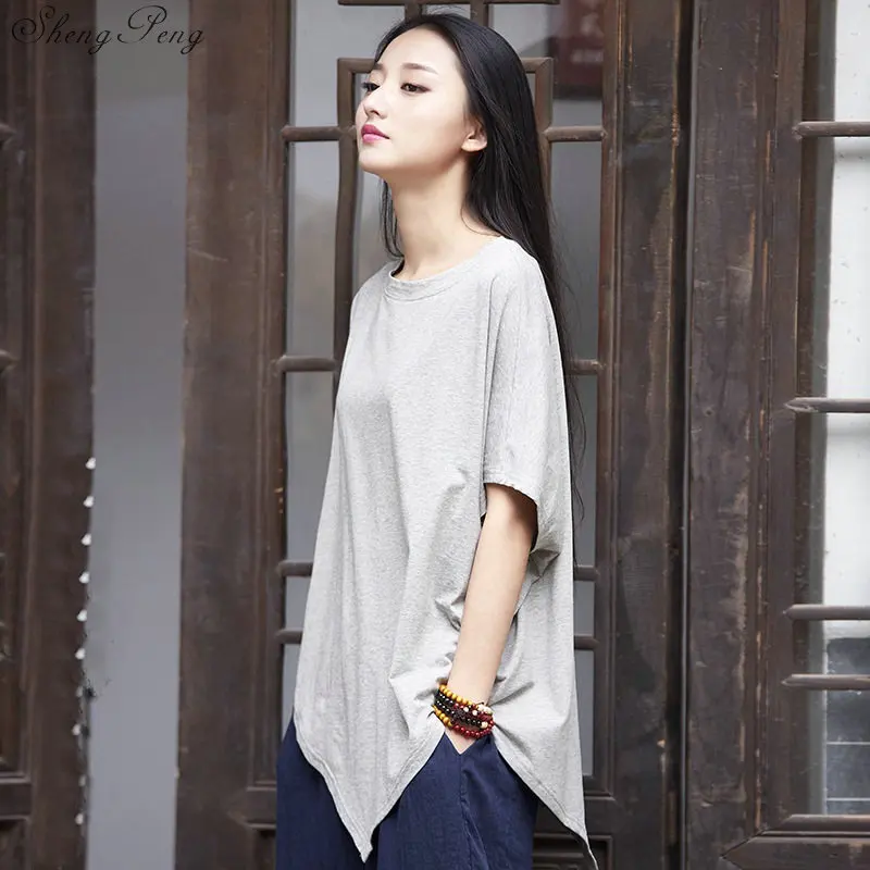 Льняная рубашка Женская традиционная китайская белая женская льняная одежда