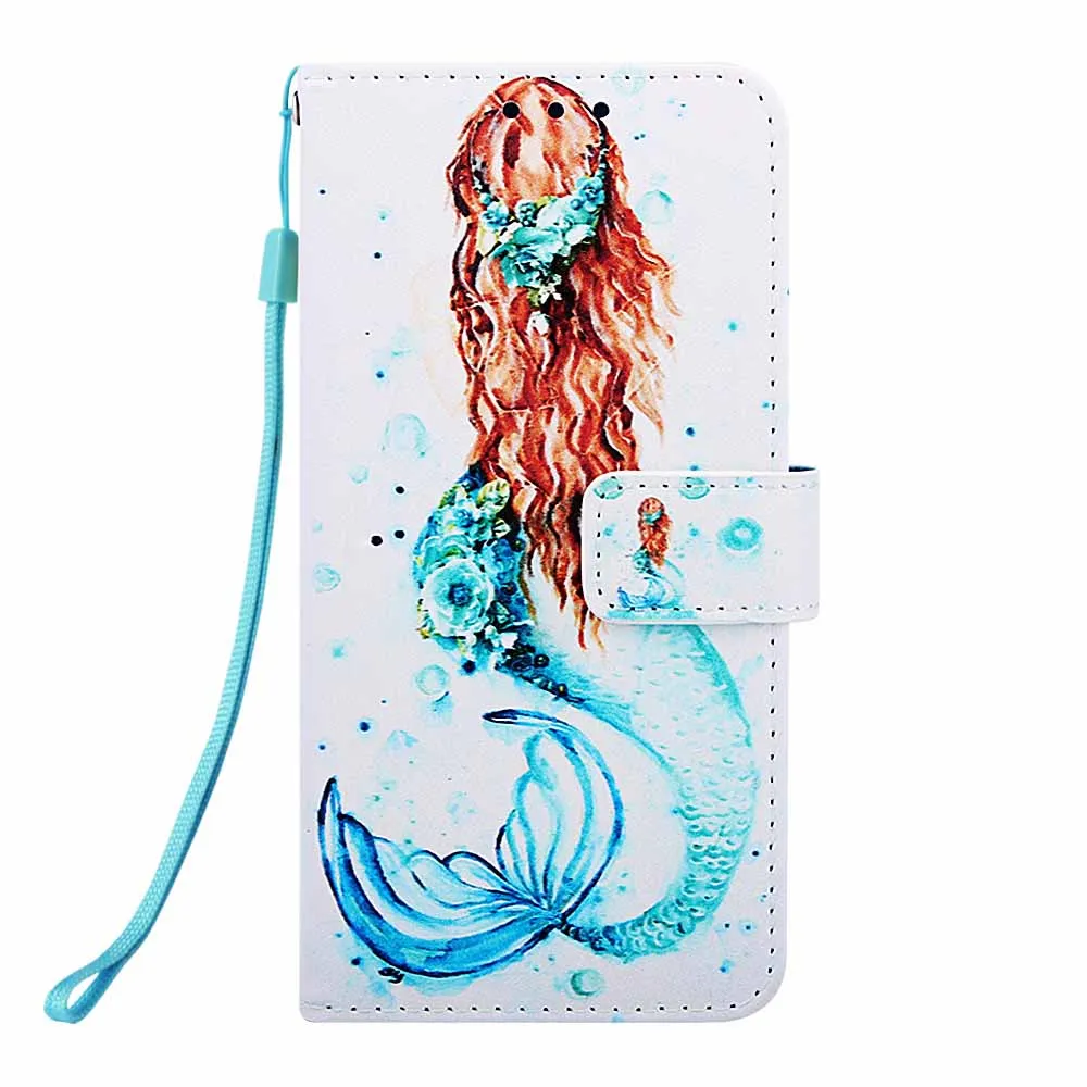 Mermaid Чехол с держателем и отделением для карт, бумажник, флип-чехол для huawei Honor Play 8A Y6 Pro 10 Lite P Smart mate 20 Lite, задняя крышка - Цвет: Mermaid