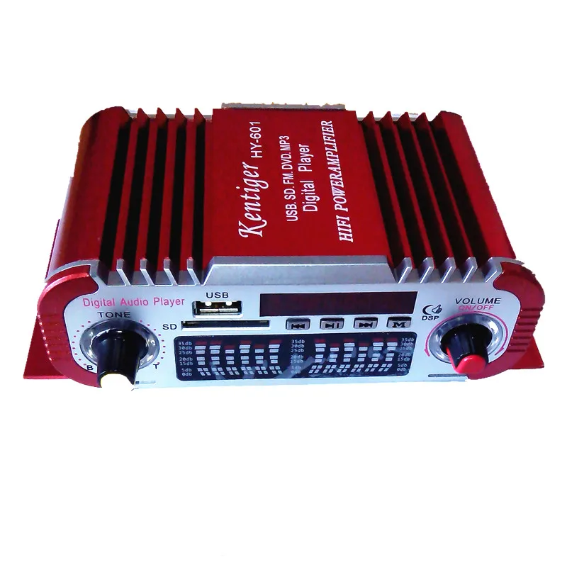 Kentiger HY601 2 Каналы автомобиля Усилитель MP3 FM/USB игрока 20 Вт + цифровой Дисплей