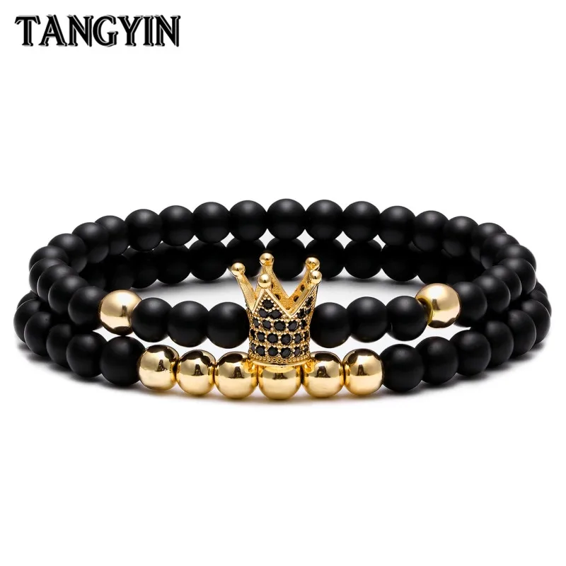 Браслет с шармами и короной для мужчин женщин Ювелирное Украшение пар микро