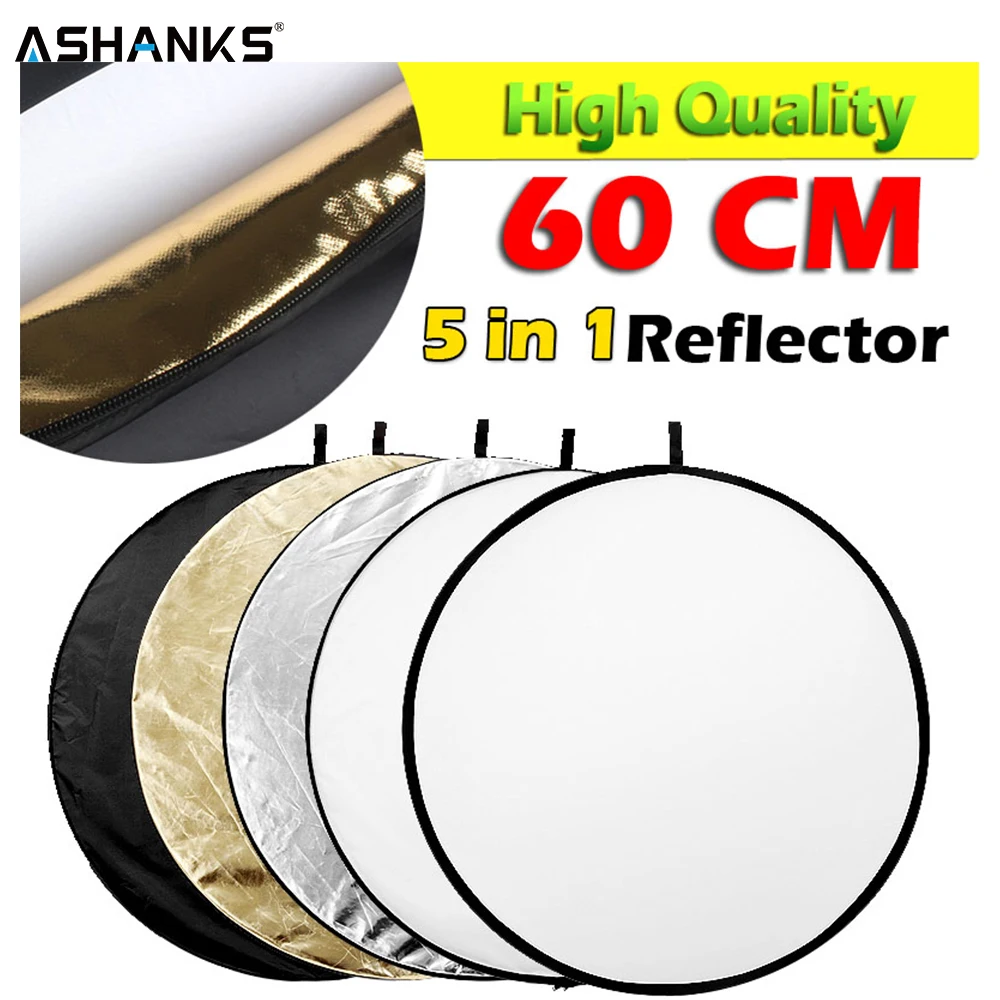 ASHANKS Flash Photo Studio porta retrato Складной свет 60CM 23 &quotКруглый отражатель Золотой
