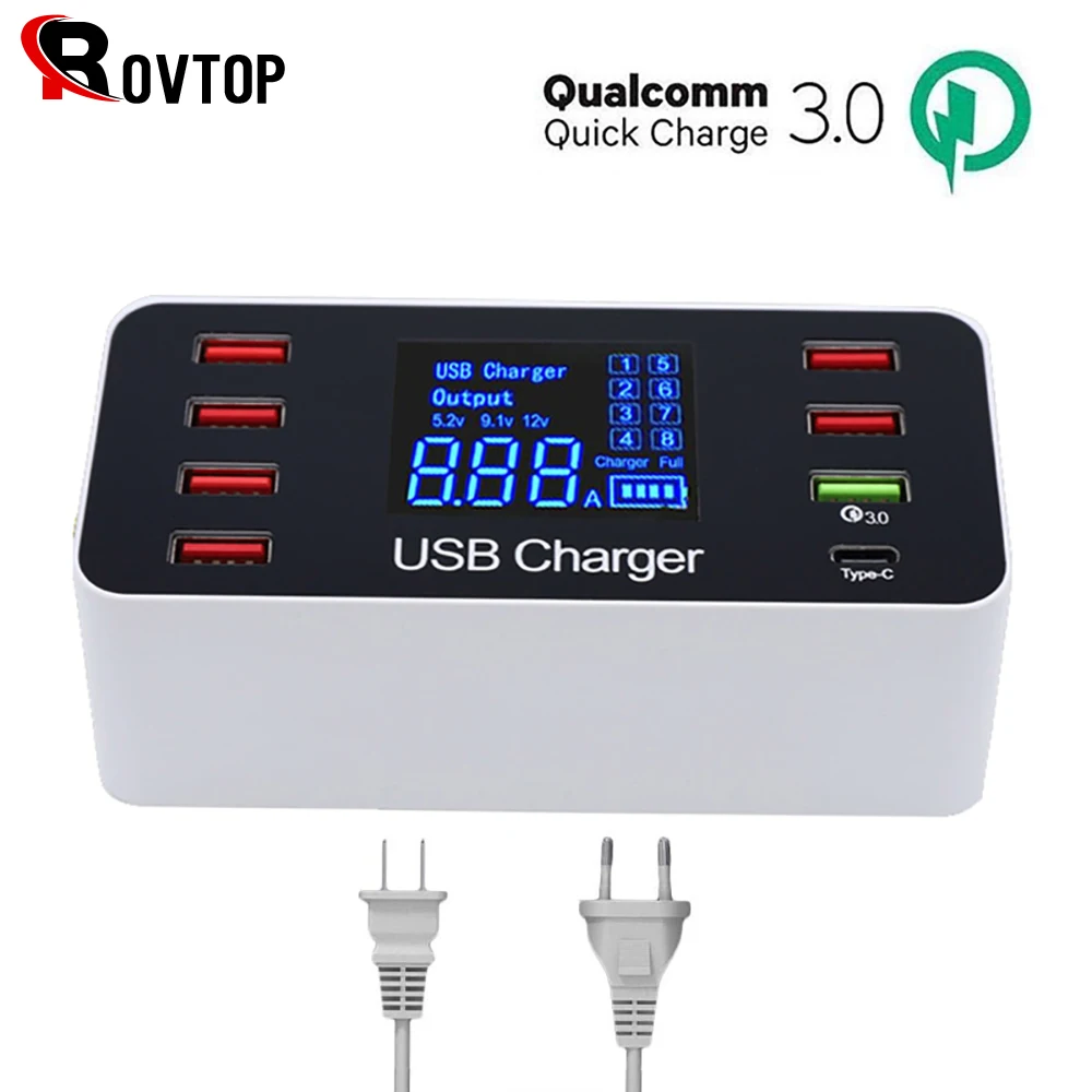 Быстрая зарядка 3,0 usb type C зарядная станция светодиодный дисплей Быстрая зарядка Телефон многоразъемное Зарядное устройство usb адаптер для IPhone samsung