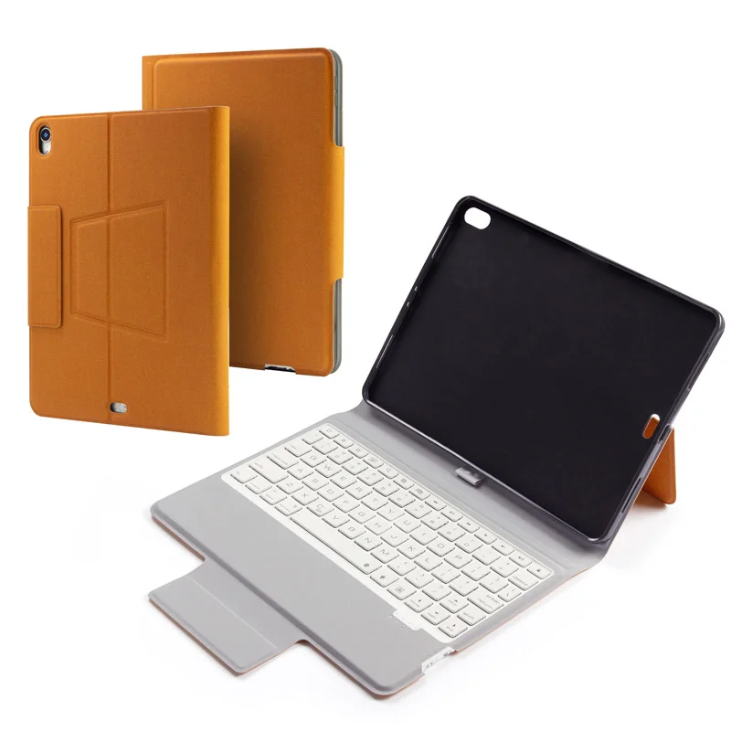 Brown Все-в-одном дизайн тонкий bluetooth клавиатура чехол для iPad Pro 1", 7 цветов подсветка Беспроводная клавиатура Тонкий+ смарт кожаный чехол - Цвет: Brown