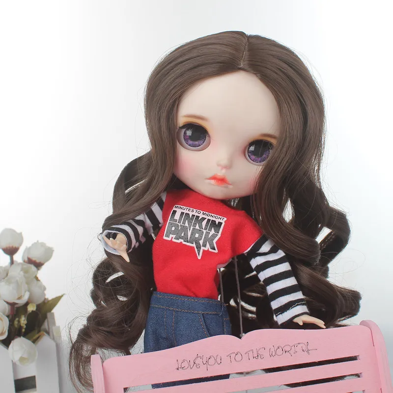 Парики для волос Blyth Doll высокое качество натуральный жар зеленый коричневый хаки
