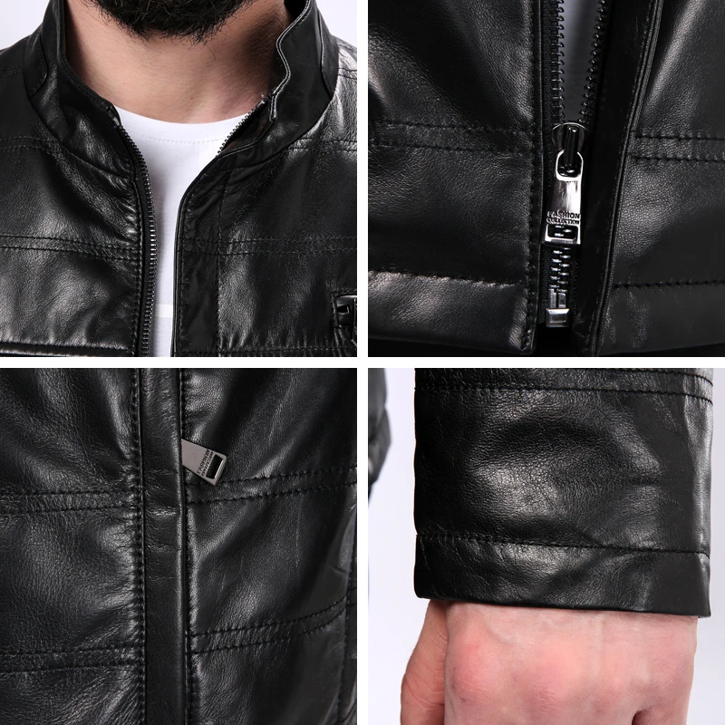 AMSIIKE Модная 2017 очень стильная куртка из натуральной кожи для брутальных мужчин