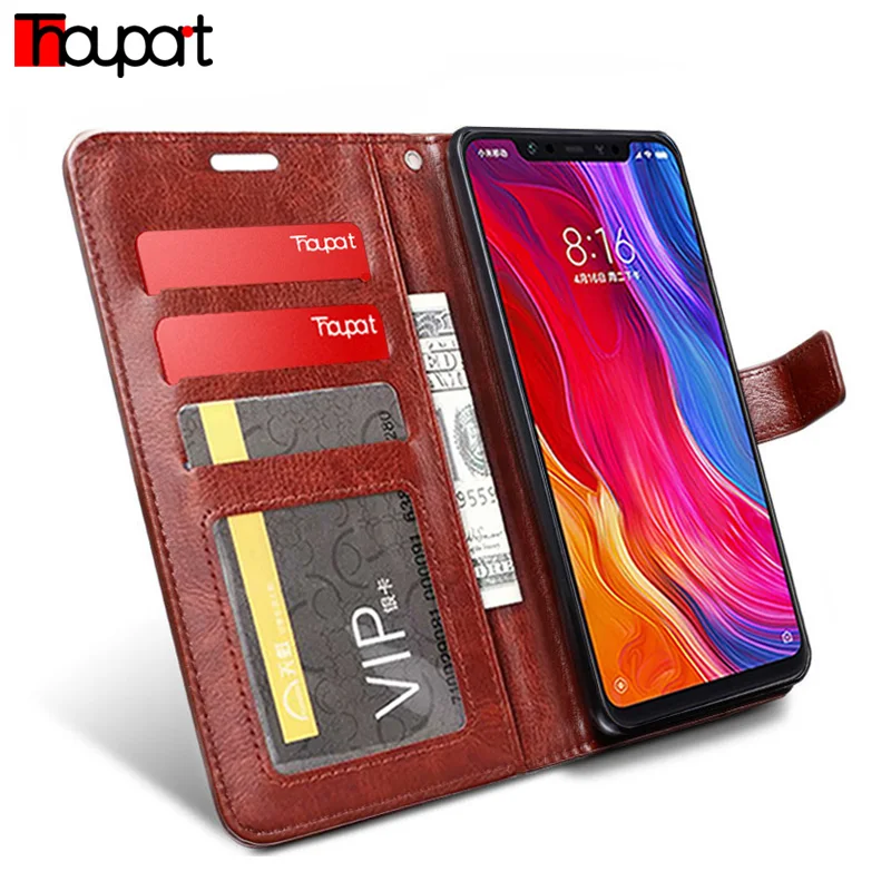 Кожаный чехол для Xiaomi Mi 8 ретро с подставкой и фоторамкой телефона