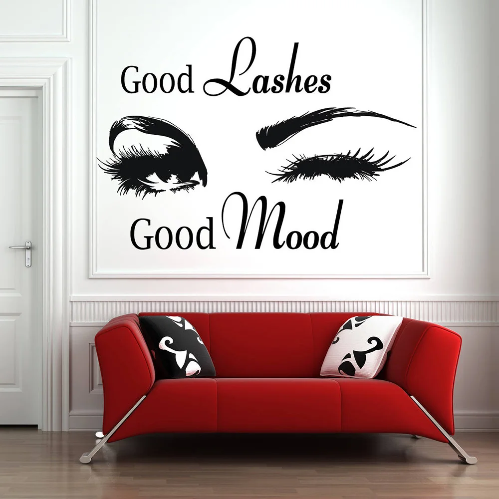 

Good Lashes Beauty Salon Quote Wall Stickers Eye Eyelashes Art Girl Room Decals Home Decor Modern Beauty Shop Vinyl Muraux H348