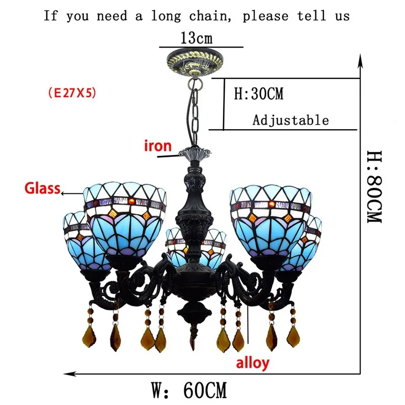 Европейский современный Тиффани цвет стекла средиземноморский синий ресторан