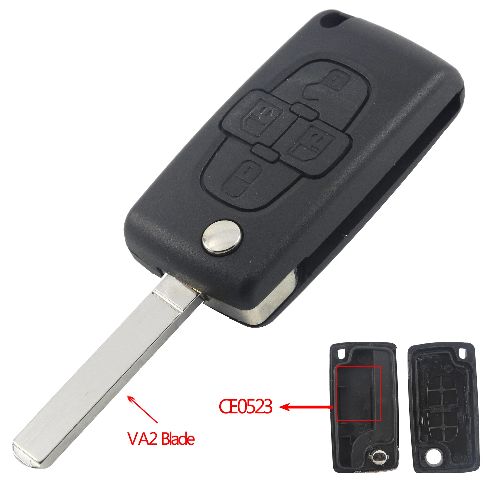 4BTN VA2 CE0523 Автомобиль дистанционного флипа ключа оболочки HU83 VA2 CE0536 CE0523 для peugeot 307 407 308 408 Citroen C2 C3 C4 C5 C6 C8 Xsara Picasso 2/3/4 BTN - Цвет: 4BTN VA2 CE0523