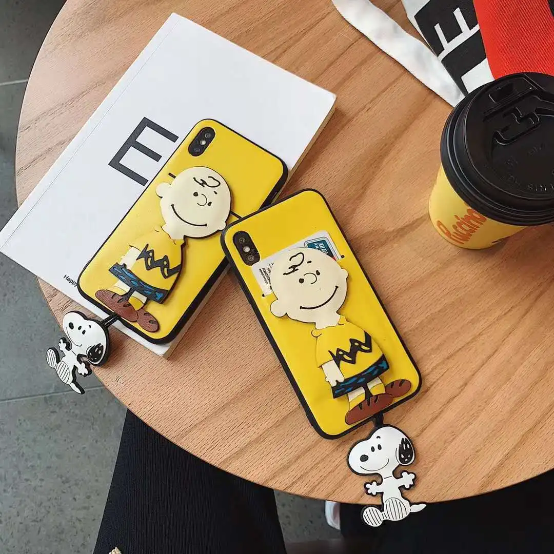 Cute cartoon Charlie Brown suspender Snoopy phone case for iPhone 6 6S 7 8 PLUS X XR XS MAX anti-fall fashion sleeve |