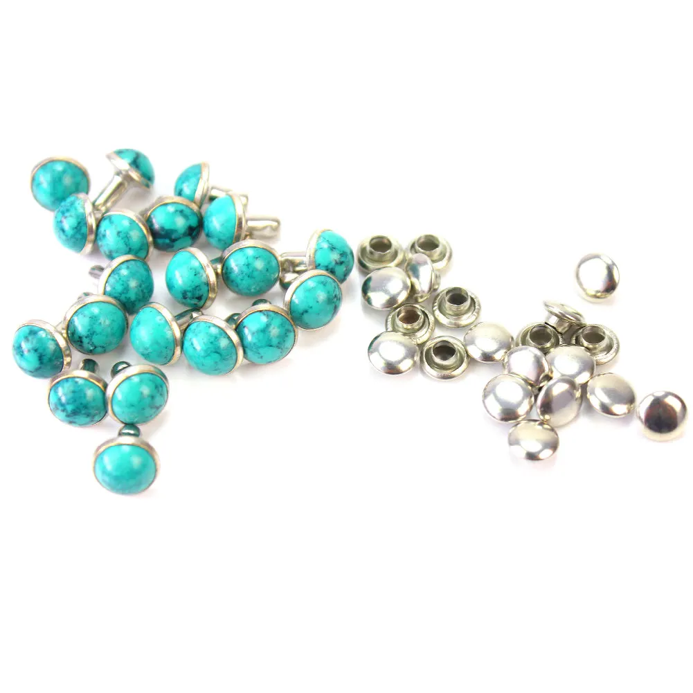 20 пар 8 мм бирюзовые Заклепки Панк Шпильки Шипы для одежды ремень кожаные ремесла