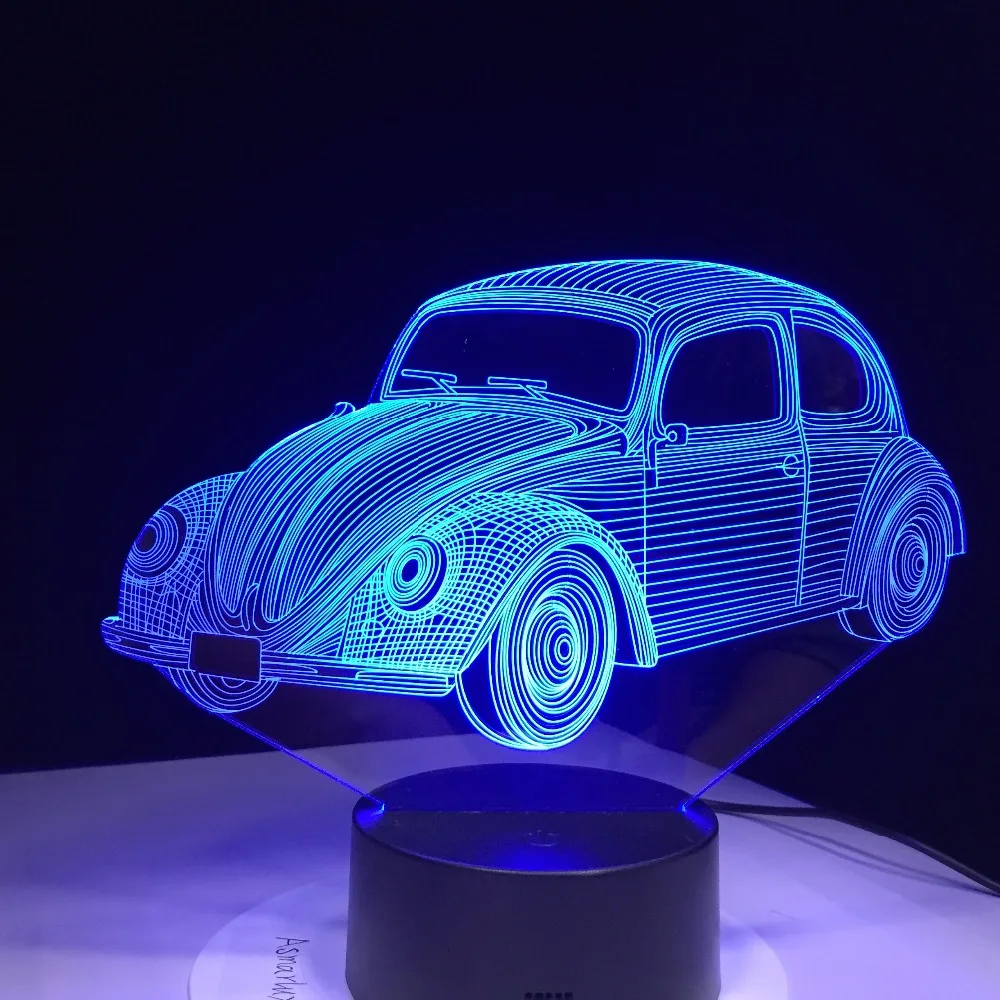 7 цветов визуальный автомобиль 1970 моделирующая лампа 3D светодиодный ночник