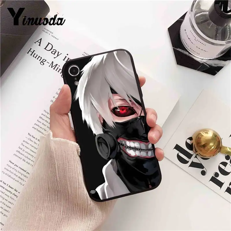 Yinuoda Японский Аниме Tokyo Ghoul силиконовый чехол для телефона iPhone 6S 6plus 7 7plus 8 8Plus X Xs MAX 5