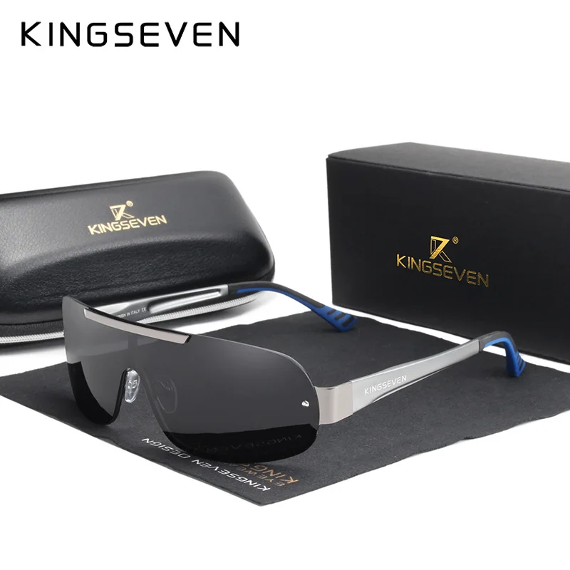 GUN GRAY KINGSEVEN дизайнерские новые алюминиевые мужские брендовые солнцезащитные очки HD поляризованные мужские солнцезащитные очки с интегрированными линзами очки Gafas De Sol - Цвет линз: GUN GRAY