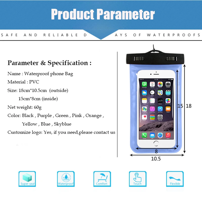 Новый прозрачный водонепроницаемый чехол сухой Чехол для 5 дюймов камеры