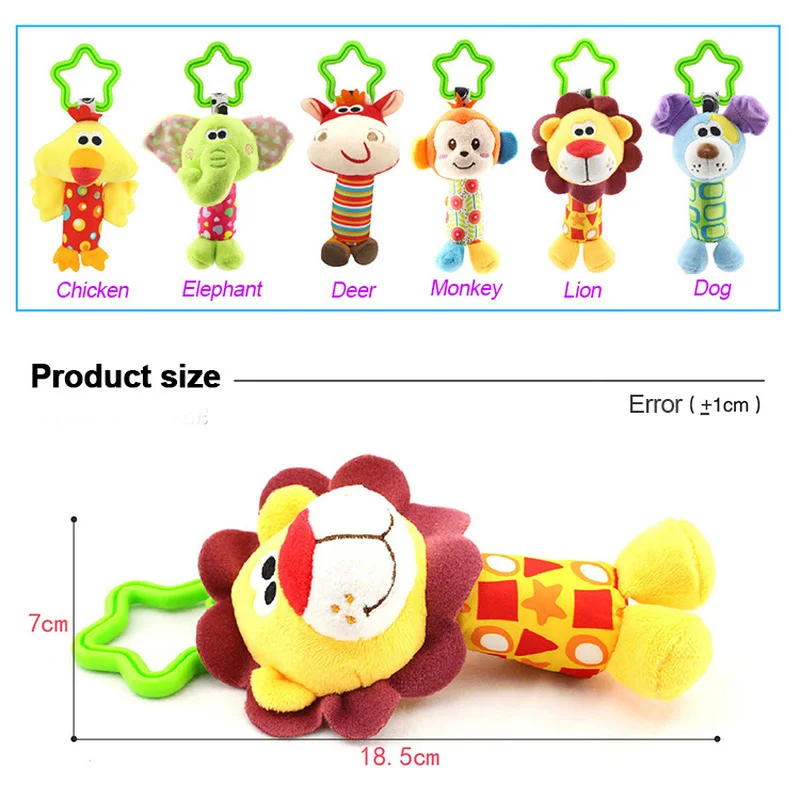 

Hanging Plush Baby Toy Rattle Lovely Cartoon Animal Bell Newborn Stroller Accessories Developmental Baby Rattles Bells Toys