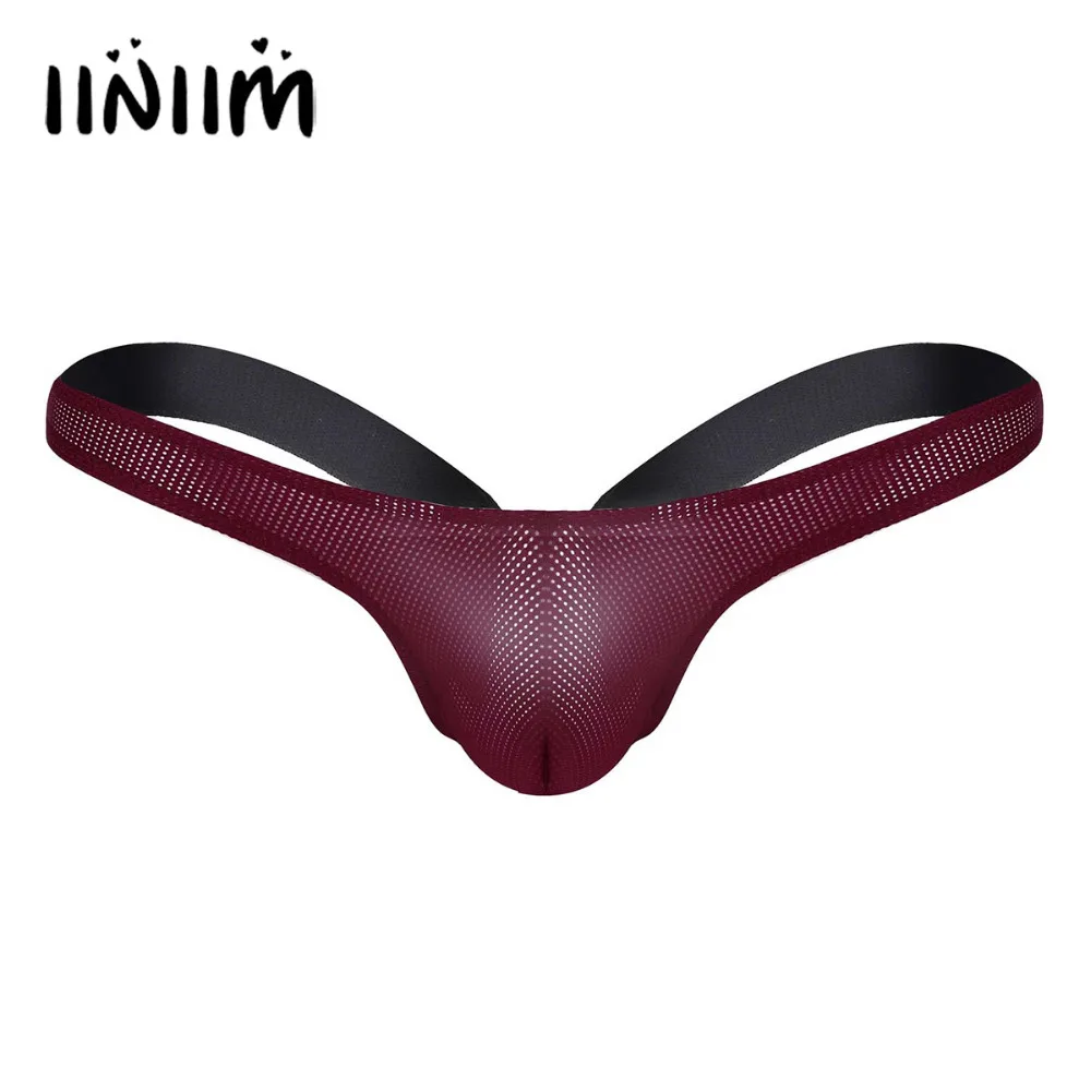 

iiniim Mens Mesh See Through Bikini Underwear Stretchy Open Back Gay Panties Bikini Jockstrap String Homme G-string Thongs
