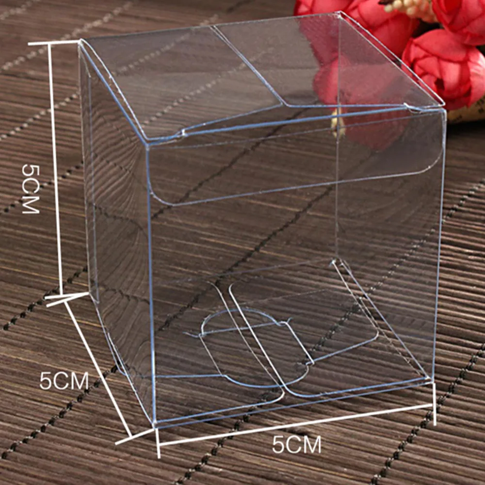 

Pvc Box 50Pcs/Lot 5*5*5cm Clear Small Poly Pack Box Jewelry Transparent Plastic Pack Box For Gift Craft Makeup Cream Retail