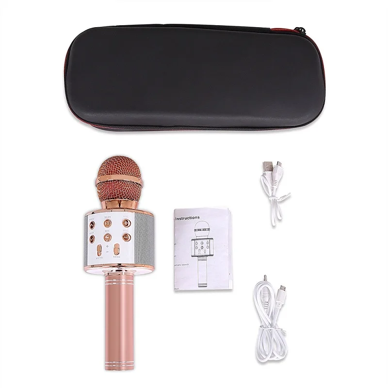 Rose gold WS858 беспроводной Bluetooth микрофон караоке динамик высококлассная версия микрофон KTV плеер телефон микрофон для компьютера сценической конференции - Цвет: Rose gold