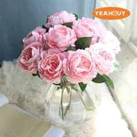 1pcs 8color artificial silk rose peony single flower for diy wedding flower bridal bouquet accesories home decorative no vase