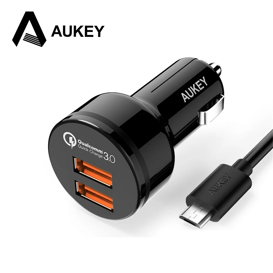 AUKEY 36 Вт автомобиль USB Зарядное устройство двойной Порты и разъёмы Quick Charge 3 0