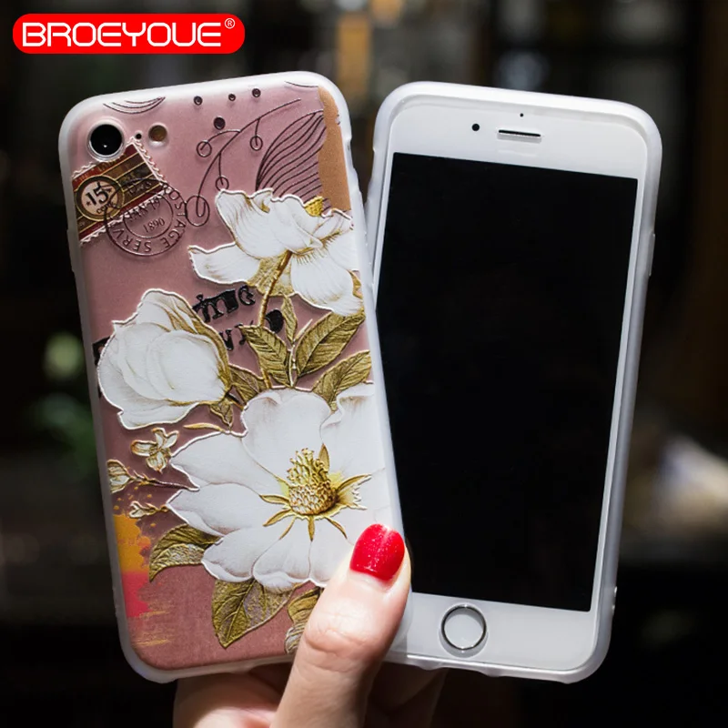 Case For Samsung Galaxy S7 S8 Relief Silicone Phone Cases Edge Plus Fashion Flower Animal Cute Back Cover |
