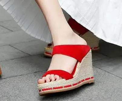 Choudory Марка Женщины Платформа Клин Тапочки 2017 Лето Открытым Носком Вырезы