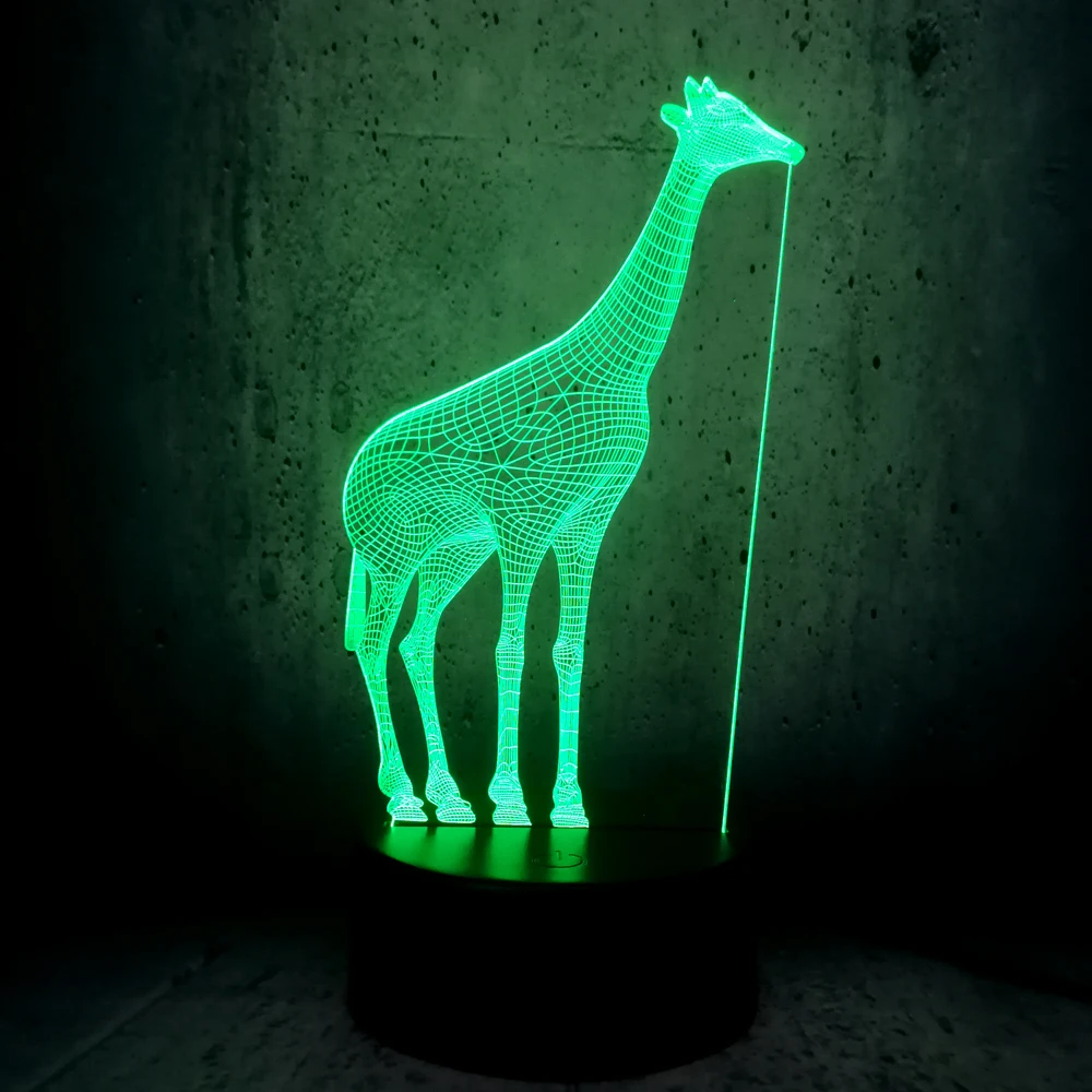 Африканский животный Жираф 3D USB светодиодный светильник 7 цветов меняющий