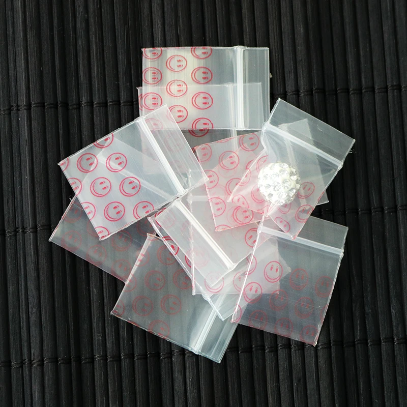 3 5x5 см 0 2 мм толщина маленький Ziplock красная улыбка лицо печати прозрачный