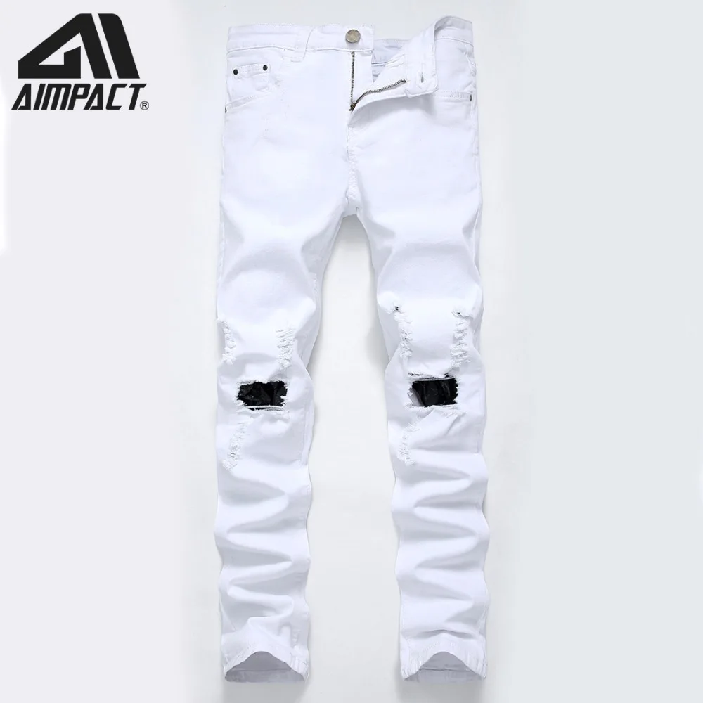 

Aimpact Men's Slim Fitted Ripped Jeans Hi-Street Distressed Denim Joggers Hiphop Washed Destroyed Skinny Pants AM5301-5303