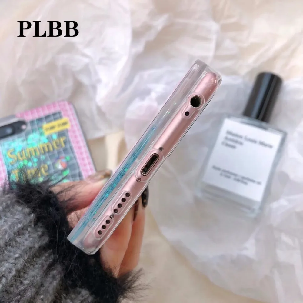 PLBB Модный чехол для девочек с жидким песком iPhone X 6 6S 7 8 Plus блестящими звездами и