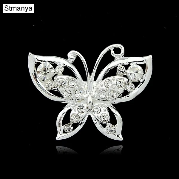 

Women fashion Silver color Crystal Butterfly Collar Pins New Rhinestone Animal Brooch Shawl Scarf Buckle pin party jewlry H1167