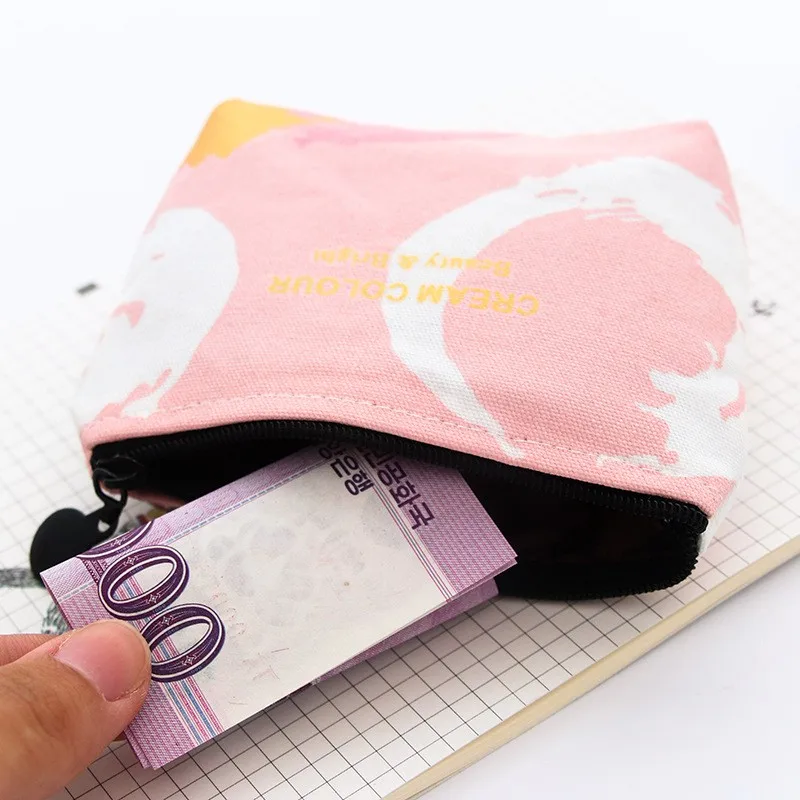 Розовый дневник новый свежий кремовый цвет милые холщовые сумки на молнии zero