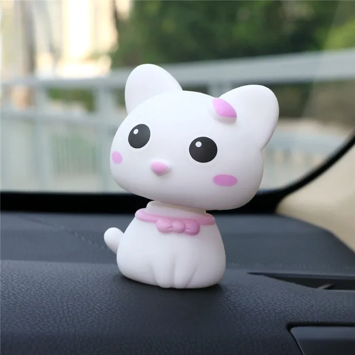White Автомобильные украшения милые ПВХ качающиеся головой фигурки кошек куклы каваи украшения автомобилей интерьера приборной панели кивая игрушки аксессуары - Название цвета: White