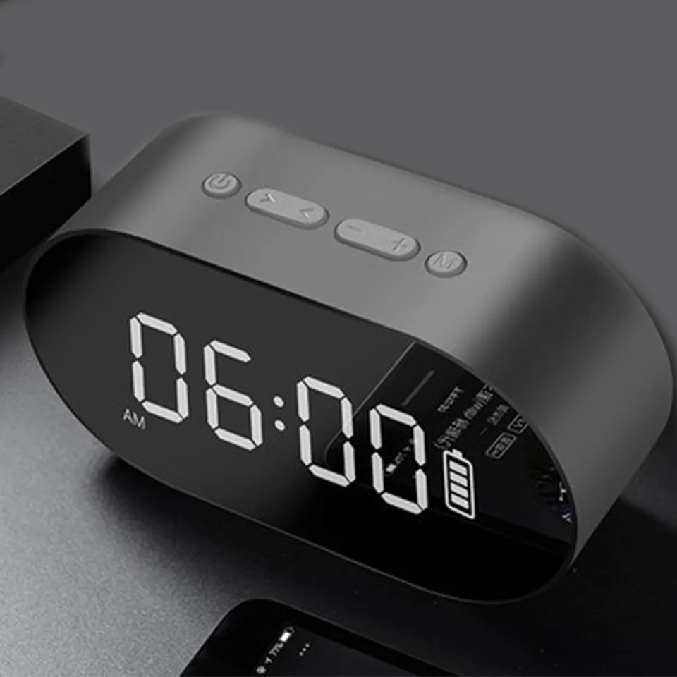 Новый Беспроводной Bluetooth Динамик мини зеркало светодиодный Будильник звук