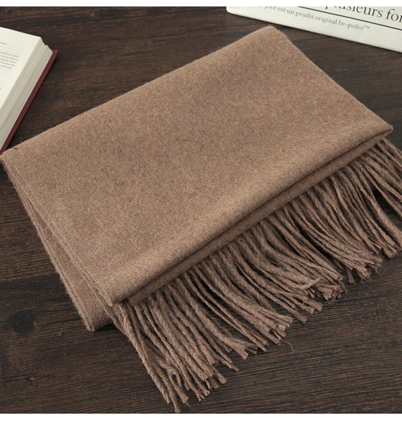 Luxury Winter Scarf Wool Cashmere Scarf Poncho Stoles Women Thicken Warm Scarves Wrap Pashmina Tassels Solid Color Scarf