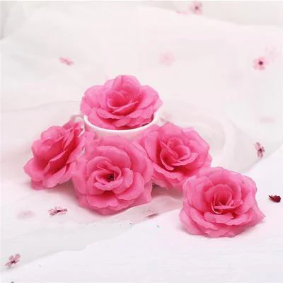 Dark pink 8 см бордовая искусственная голова цветка розы для свадебного украшения автомобиля подарок на день Святого Валентина DIY Роза медведь красное вино поддельные цветы - Цвет: Dark pink