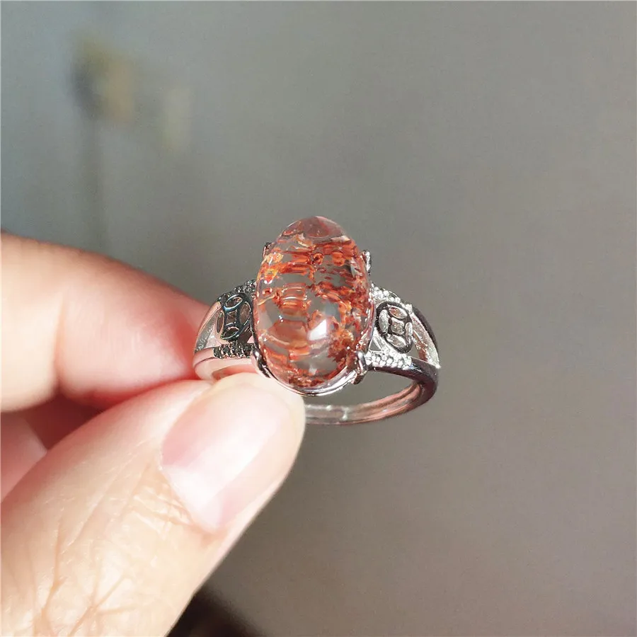 Drop Shipping Genuine Natural Phantom Quartz Gemstone Crystal Fashion Silver Jewelry Wedding Party Rings Woman Lady | Украшения и