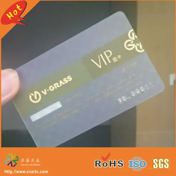 500pcs/lot 0.3mm thickness both side printing transparent plastic vip card of clear name card