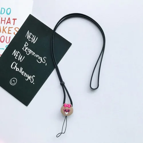 Long lanyard-bear Мультфильм силиконовый кулон анти-осень милый Универсальный мобильный телефон длинный шейный ремешок телефон Веревка ручной ремешок коричневый Кани - Цвет: Long lanyard-bear