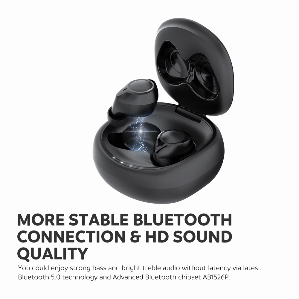 Dudios настоящие беспроводные наушники Bluetooth мини с микрофоном IPX5 спортивные 3.5ч