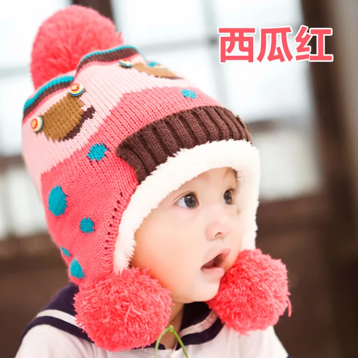 2019 Winter New Korea Knitted Plus Velvet Earmuffs to Keep Warm Baby Hat 0-5 Years Child Boy Girl | Детская одежда и обувь