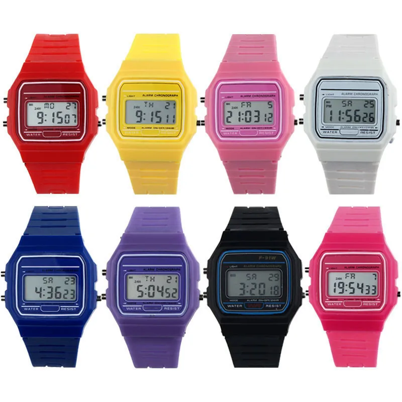 

8 Colour Men Sports Watches Minimalist Back Light LED Digital Watch Chronograph Shock Double Time Wristwatches For Gift W