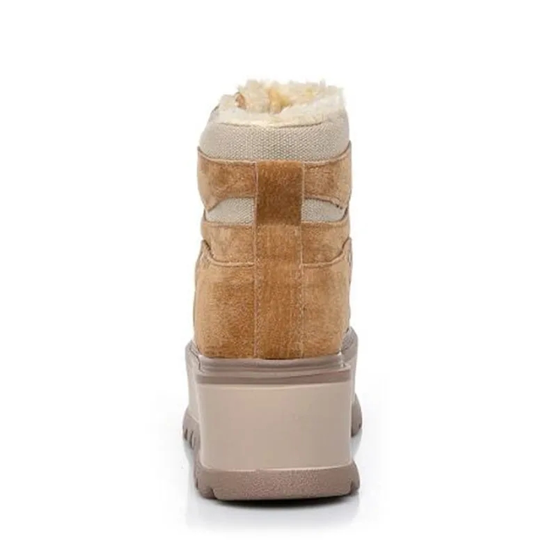 Женские теплые сапоги из натуральной кожи на толстой платформе для верховой езды