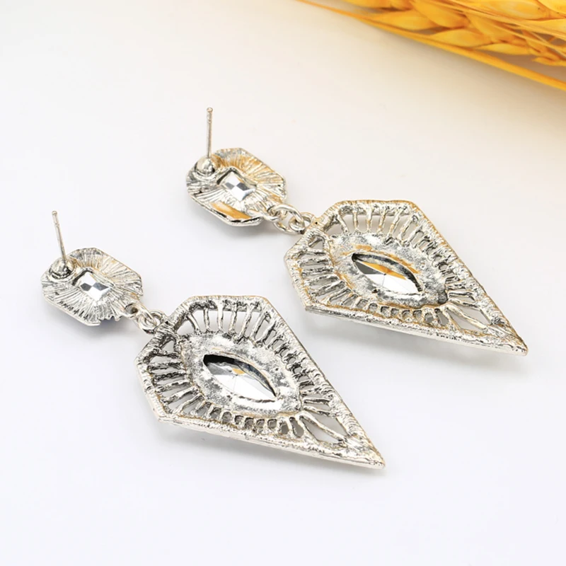 Женские серьги капельки с геометрическим узором винтажные античные серебряным