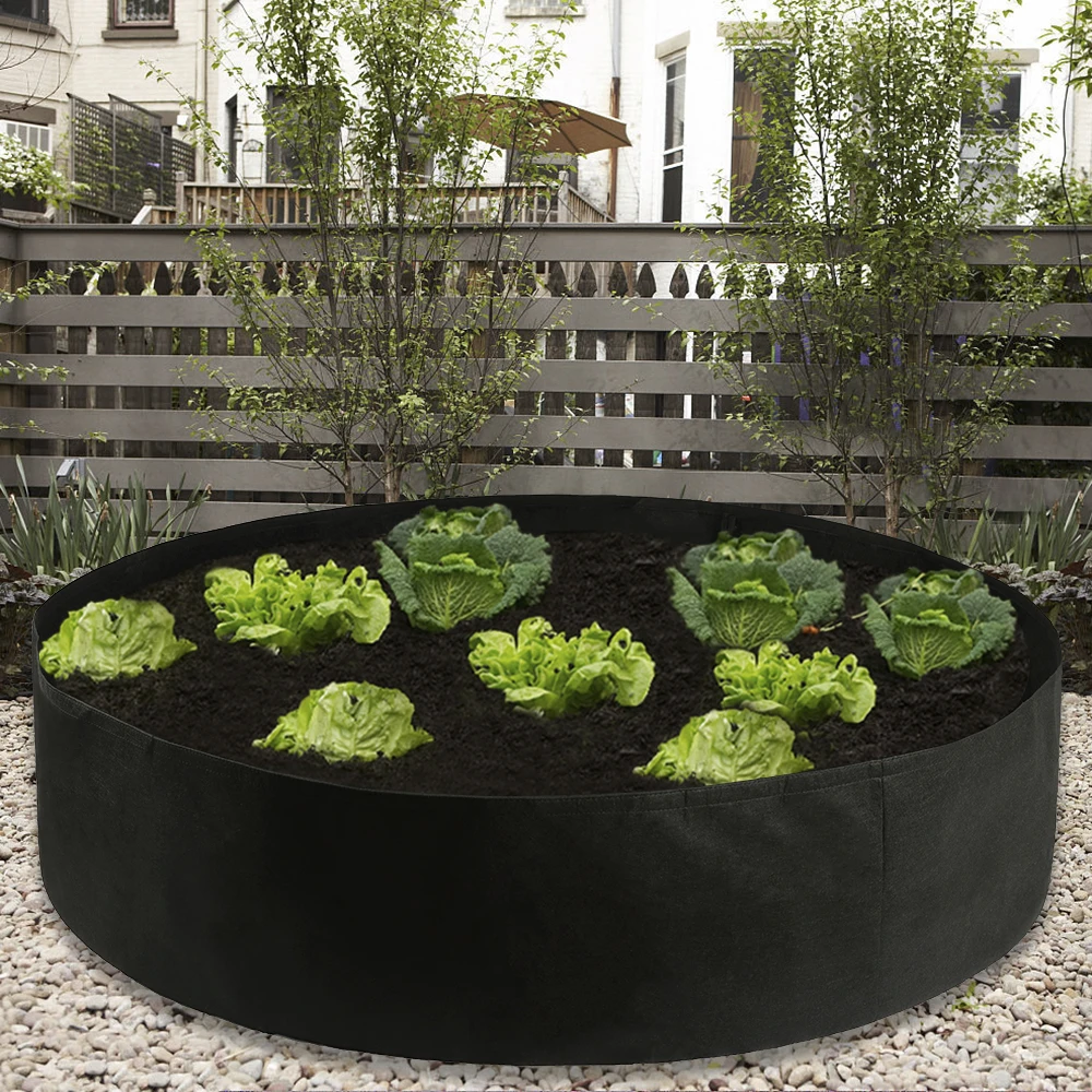 

Planting Bag Fabric Elevated Garden Bed Round Planting Container Breathable Felt Potted Nursery Waterproof