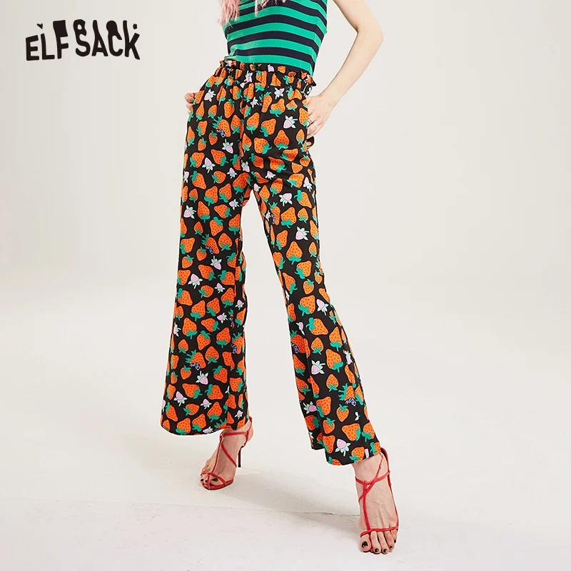 Женские шифоновые брюки ELFSACK повседневные широкие со средней талией в уличном